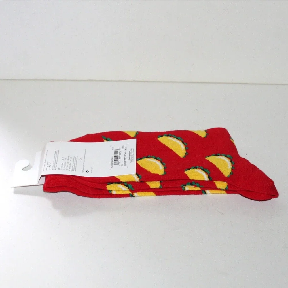 Happy Socks TACO red unisex M US 8 - 12 NEW fun food